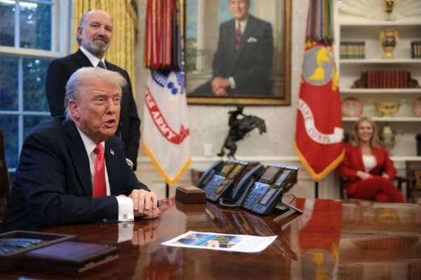 President Trump speaks to reporters