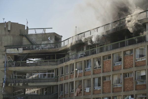 Israeli hospital damaged by Iranian strikes